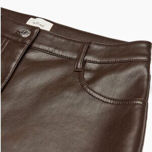 Aritzia Wilfred Melina Vegan Leather Straight Leg Pants Mocha Brown Size 2 Short